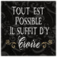 "Inspirational Collage IV French on Black" Print by Daphne Brissonnet, 38"x38"