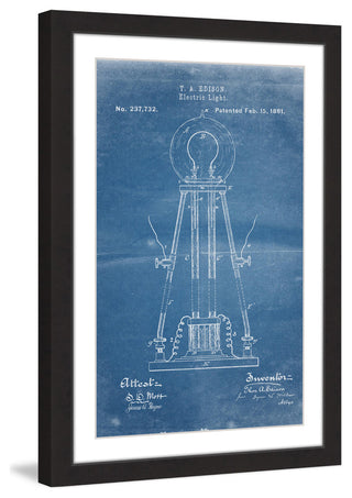 "Edison Light 1881 Blueprint" Framed Painting Print