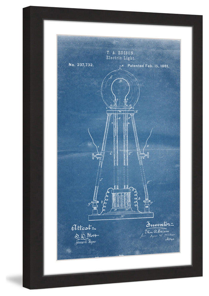 "Edison Light 1881 Blueprint" Framed Painting Print