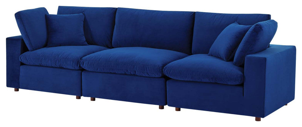 Sofa, Velvet, Blue Navy, Modern, Living Lounge Room Hotel Lobby Hospitality