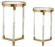 Benzara BM285128 Accent Tables, Acrylic Clear Legs, Glass Top, 2-Piece Set, Gold