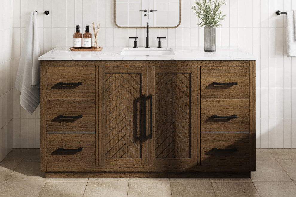 Home Living 60" Single Bathroom Vanity, Hazel Oak