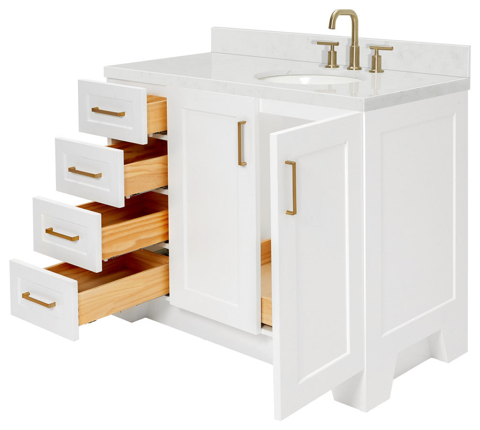 Ariel Taylor 42" Right Offset Single Oval Sink Bathroom Vanity