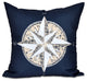 Compass, Geometric Print Outdoor Pillow, Navy Blue, 20"x20"