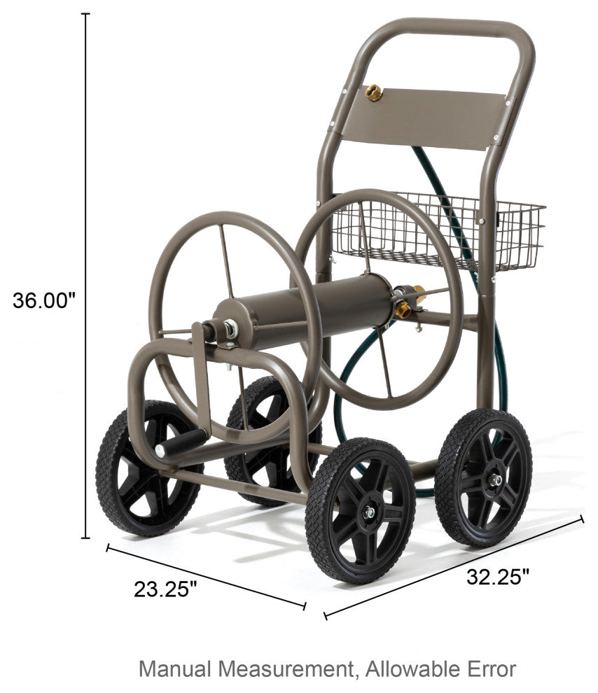 36"H 250 ft. Steel Gray 4-Wheel Garden Hose Reel Cart