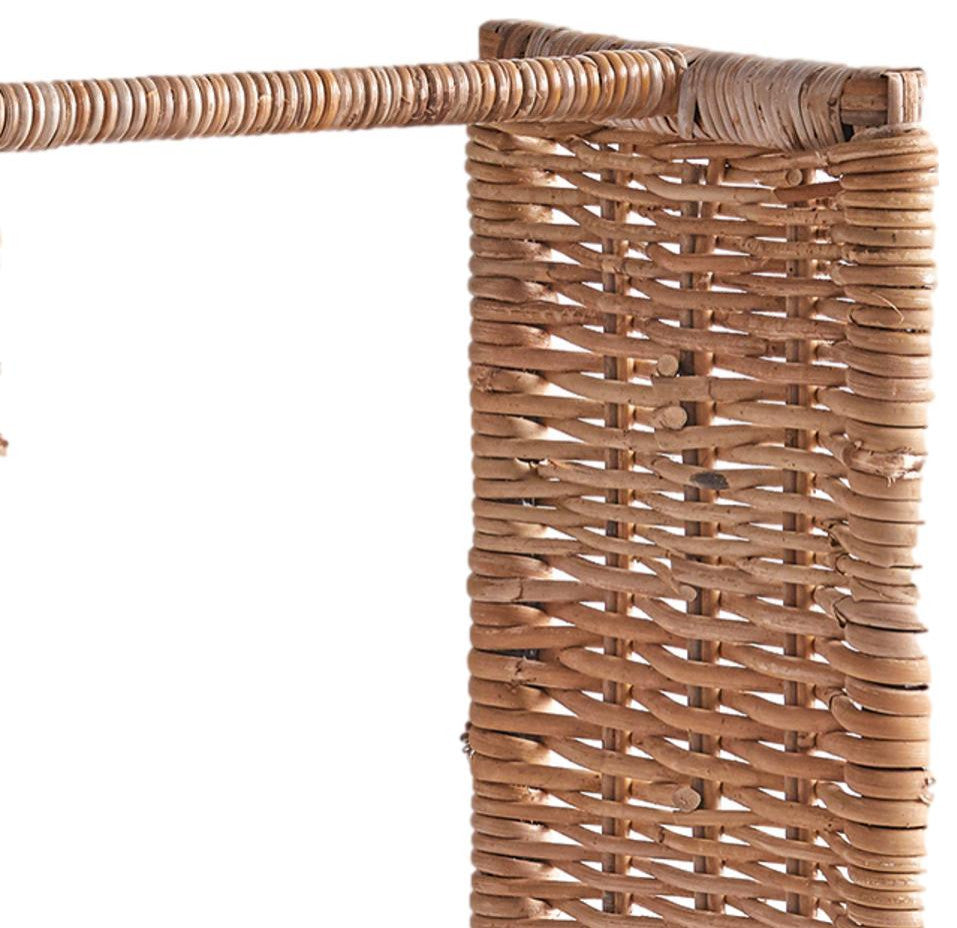 Tall Rattan Open Log Stacking Basket Firewood Holder 30 in Fireplace Cottage