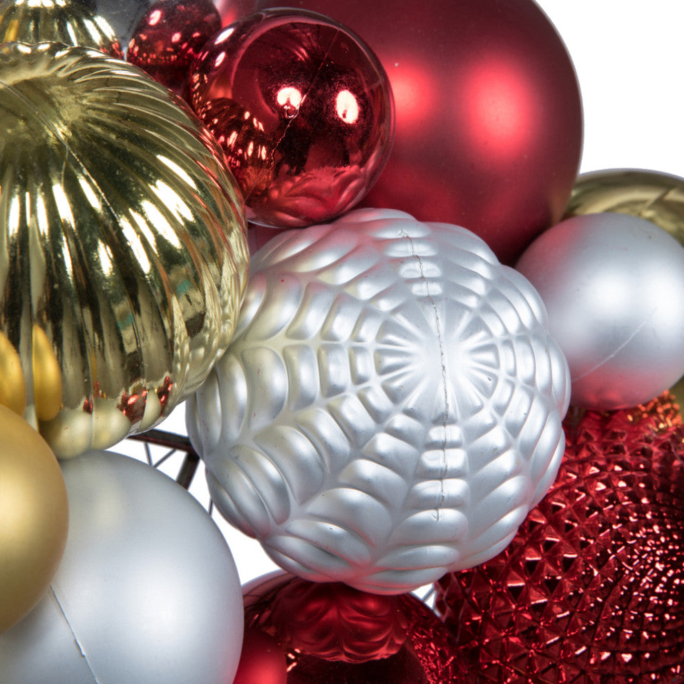 Assorted Ornament Wreath , Red, Gold, Silver, 24"