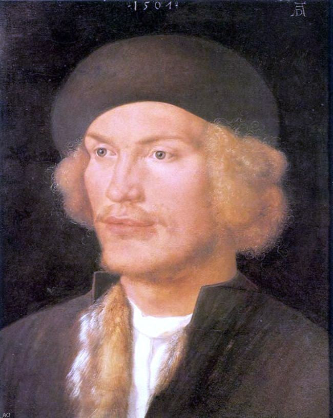 Albrecht Durer Portrait of a Young Man, Gallery Wrapped Canvas Print, 20"x25"