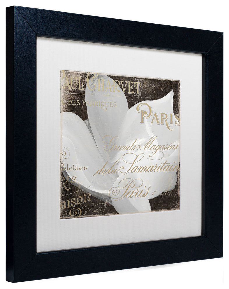 Color Bakery 'Fleurs Blanc II' Art, Black Frame, White Matte, 11"x11"