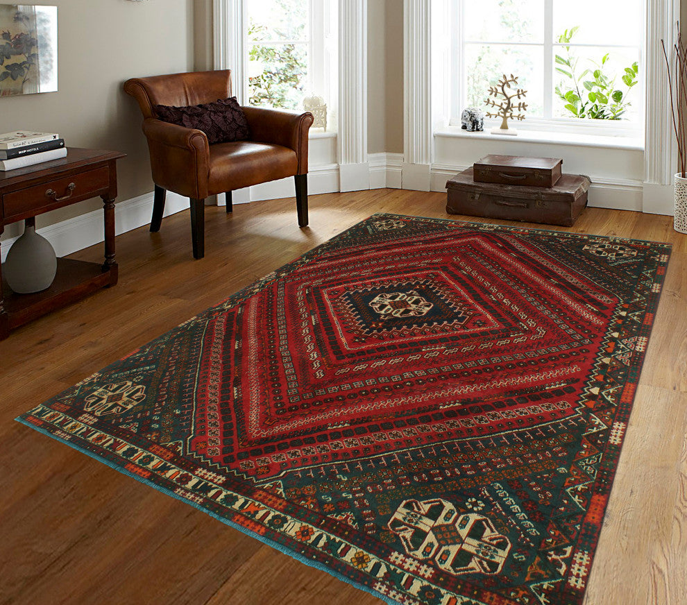 Vintage Distressed Shareef Red Rug