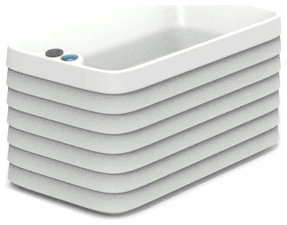 TruDrop Slat Self Watering Windowbox, Cloud White, Small 23"x13"x12"h