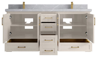 Boston 72" Double Sink Bath Vanity in Fine Grain 2" Pearl Gray