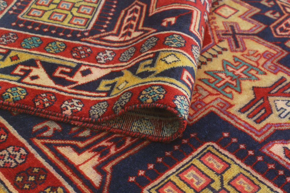 Fine Vintage Distressed Joyce Navy/Beige Runner, 4'2x11'0
