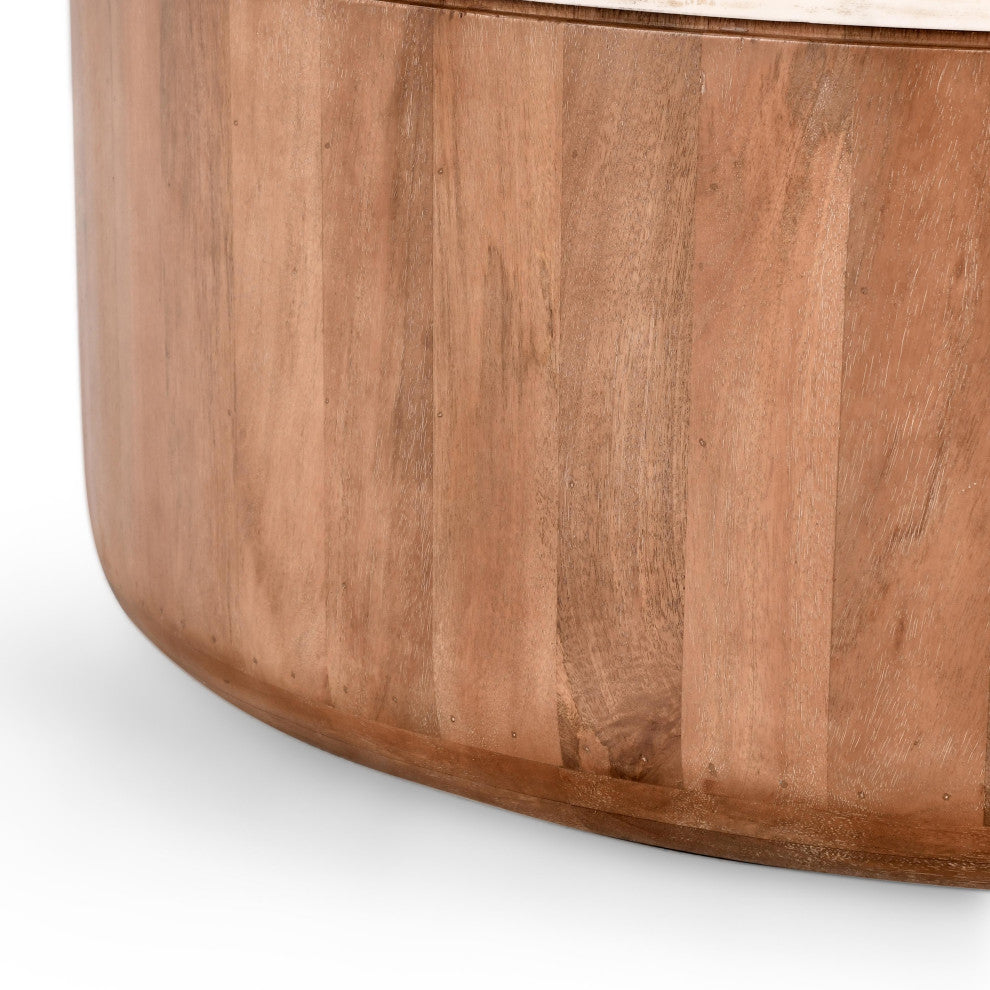 Josie 22" Solid Wood and Marble Round Coffee Table by Kosas Home