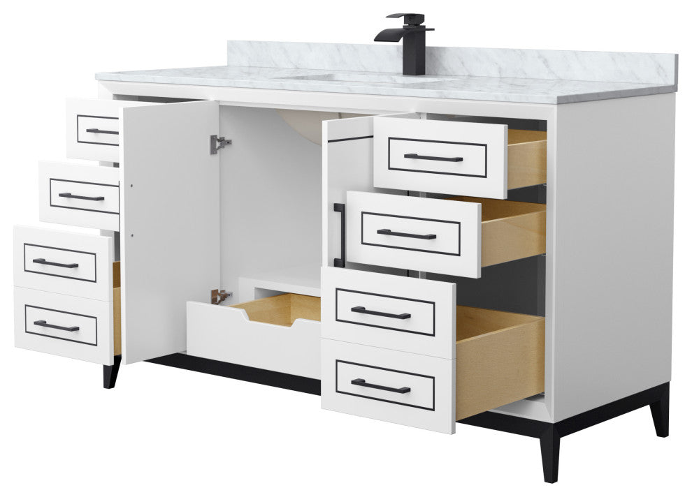 Marlena 60" Single Vanity, Top, Black Trim