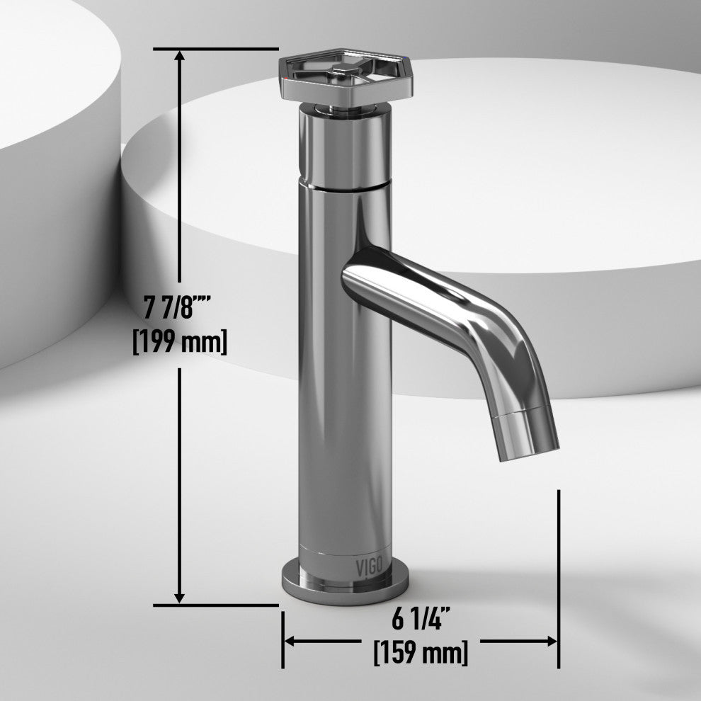VIGO Ruxton 8" H Single Handle Single Hole Bathroom Faucet, Chrome, Without Extras