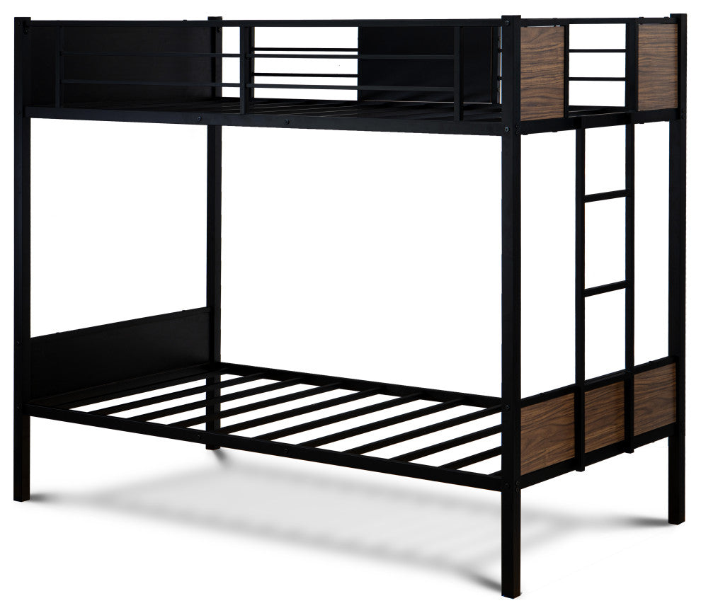 Lynfield Twin Bunk Bed In Powder Coating Black Color