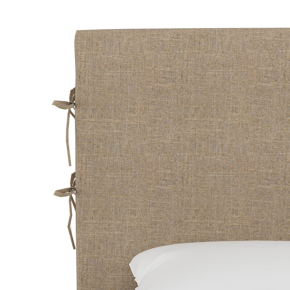 Bern Queen Slipcover Bed With Ties, Linen Sandstone