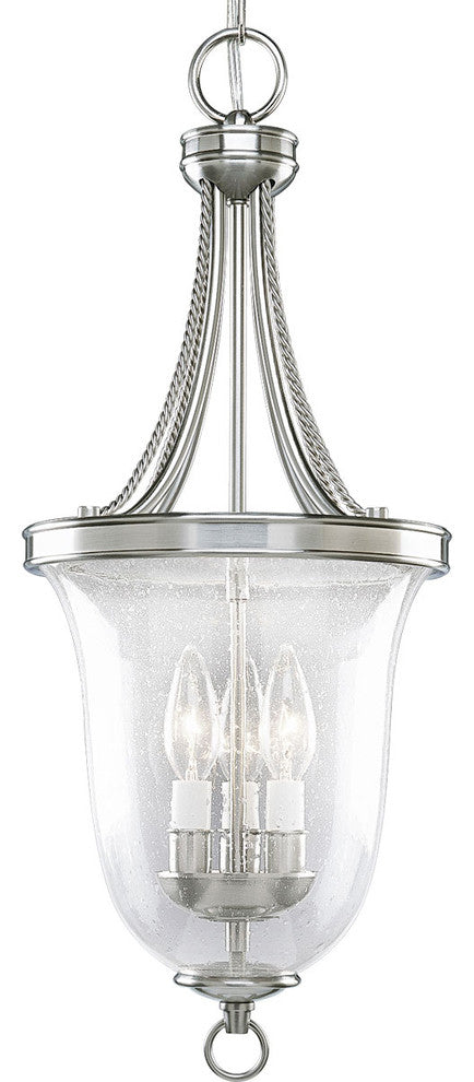 Progress Lighting 3-Light Foyer With Clear Seeded Glass Bowl, Brushed Nickel