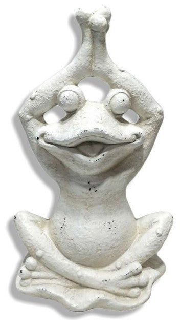 20" White Yoga Frog Indoor Outdoor Statue
