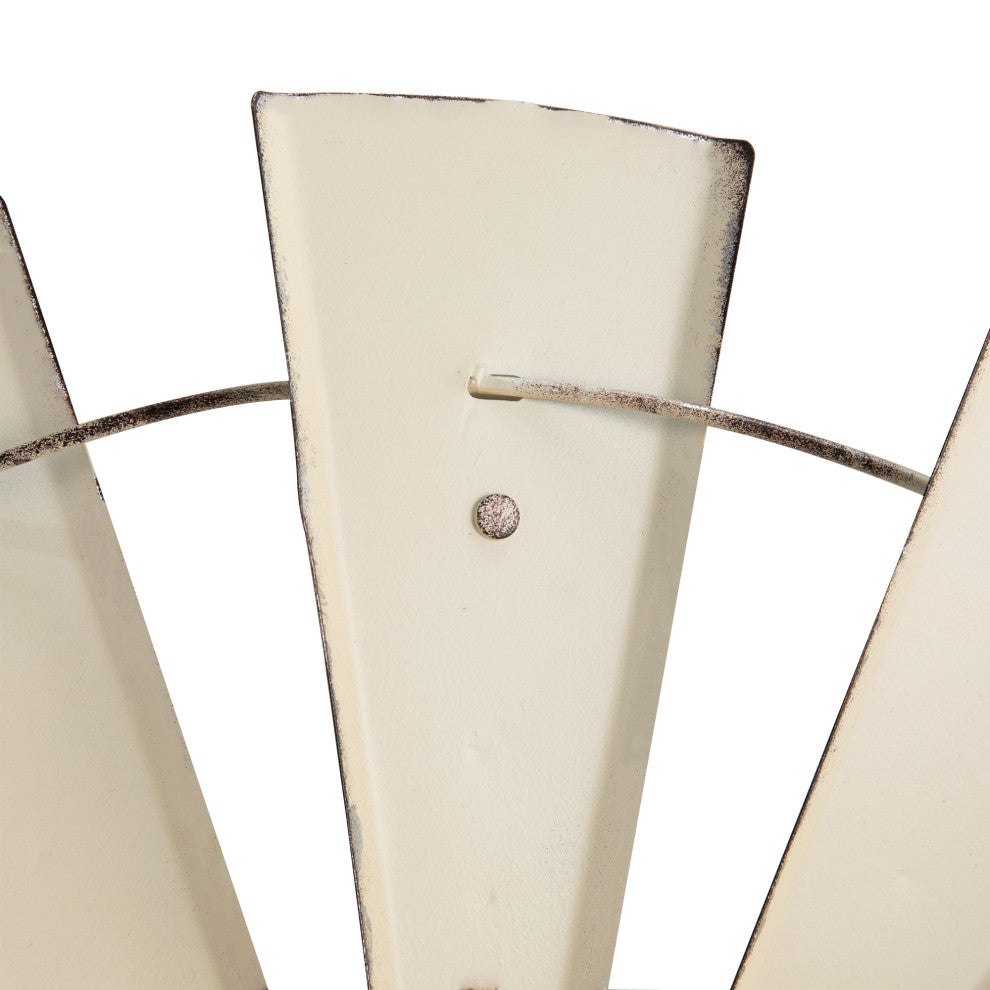 Metal Galvanized Wind Spinner Wall Decor, Beige, 28.5"�l