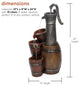 Alpine Vintage Barrel Water Pump With Buckets Fountain, 24" Tall
