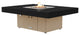 Rectangular Fire Pit Table, 48x36, Natural Gas, Black Top, Beige