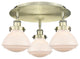 Olean-3 Light 18" Flush Mount-Antique Brass, Matte White Glass Shade