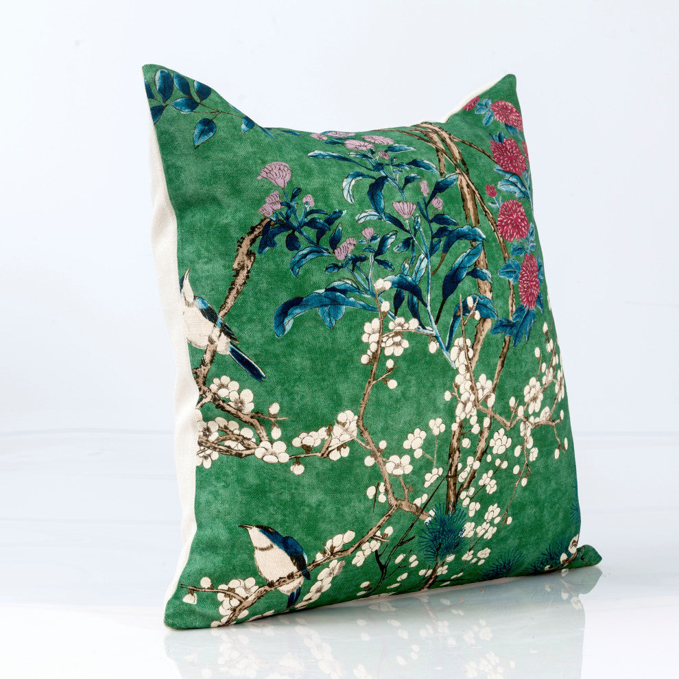 Thibaut Katsura Pillow Cover In Emerald Green, Chinoiserie Pillow Cover, 16x16