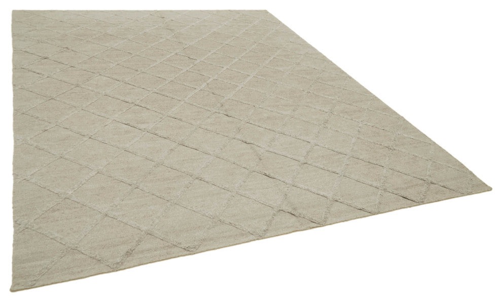Rug N Carpet - Handmade Modern Design 8' 0'' x 10' 0'' Wool Flatweave Kilim Rug