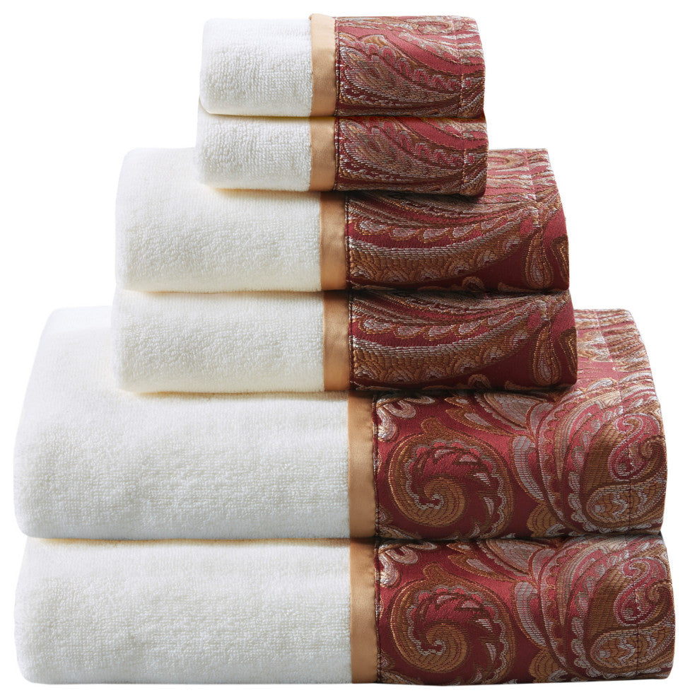 Madison Park Aubrey 6-Piece Bath Towel Burgundy Red