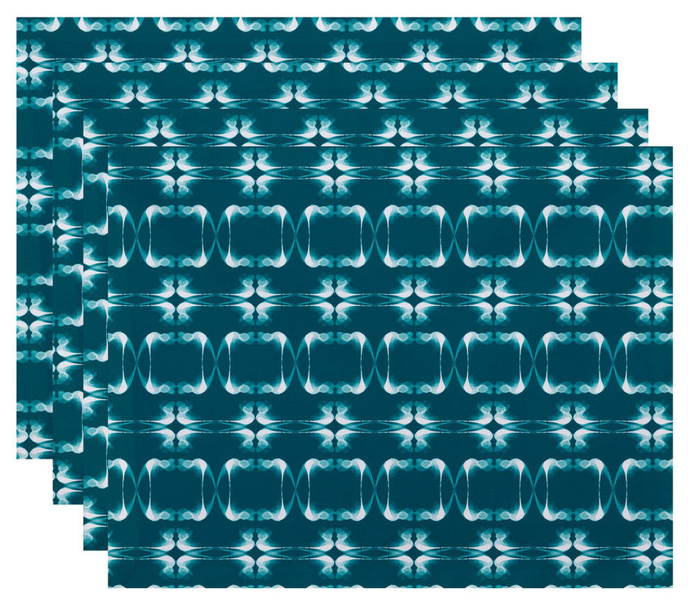 18x14-inch, Summer Picnic, Geometric Print Placemat, Teal (Set of 4)
