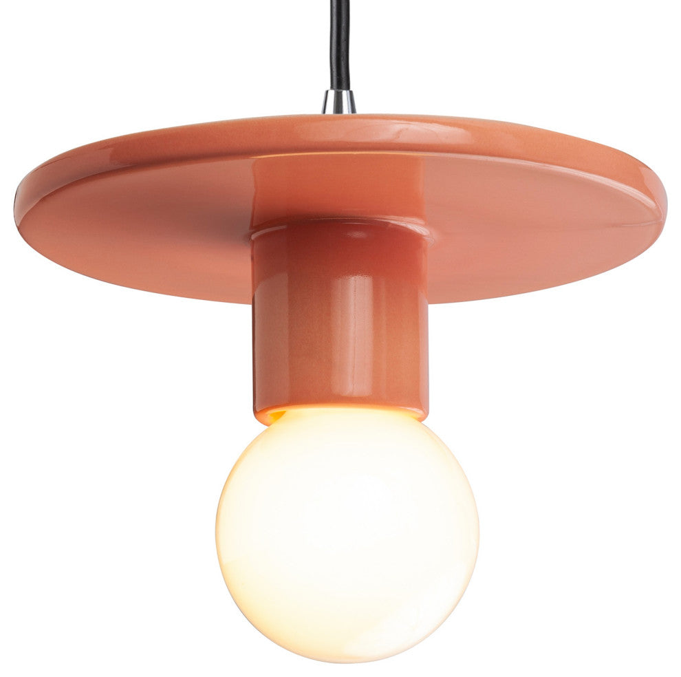 Discus Pendant, Gloss Blush, Black Cord