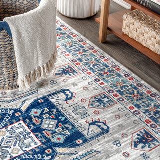 Modern Persian Vintage Moroccan Light Grey/Blue 2' x 8' Runner Rug