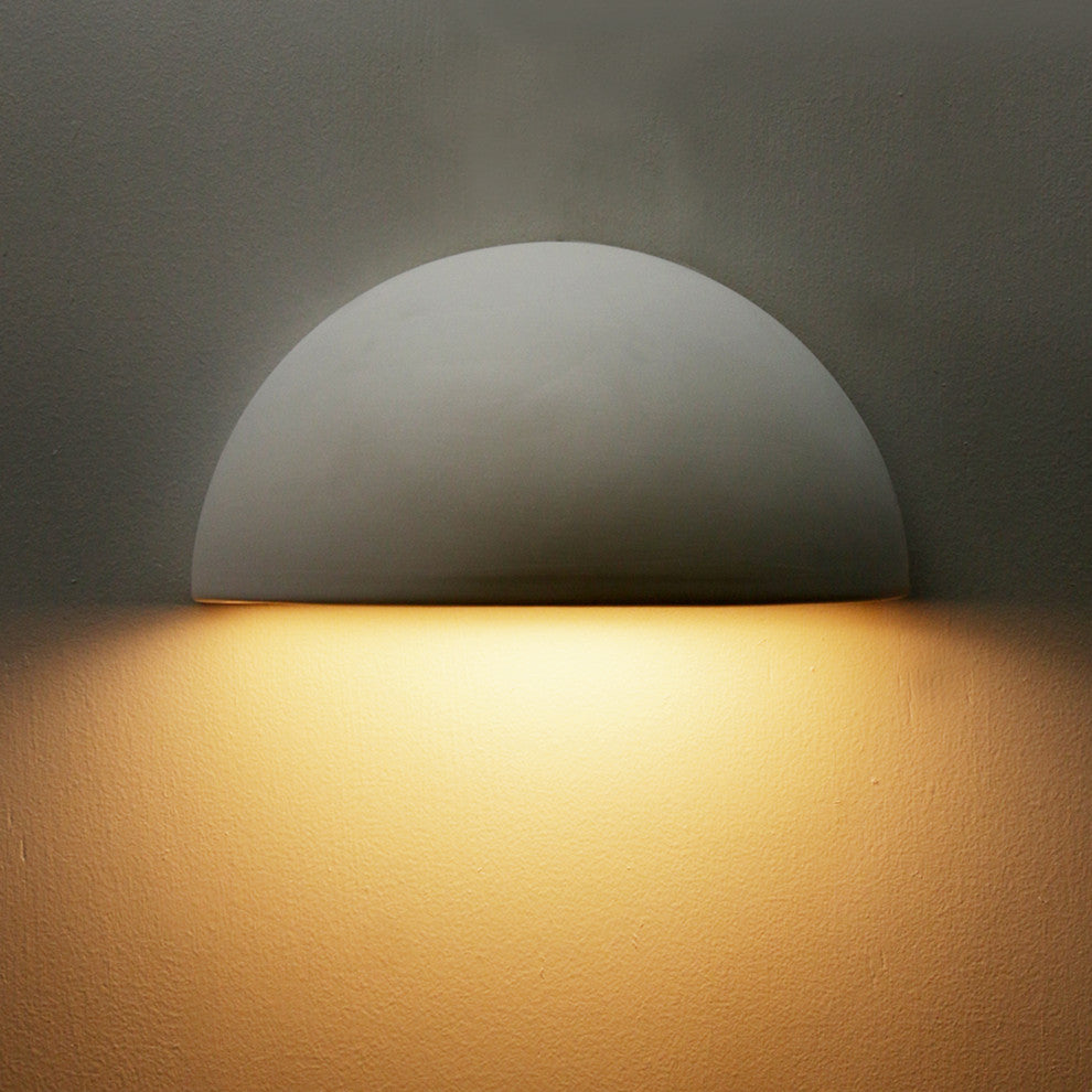Bates Quarter Sphere Indoor Wall Light, Paintable Bisque