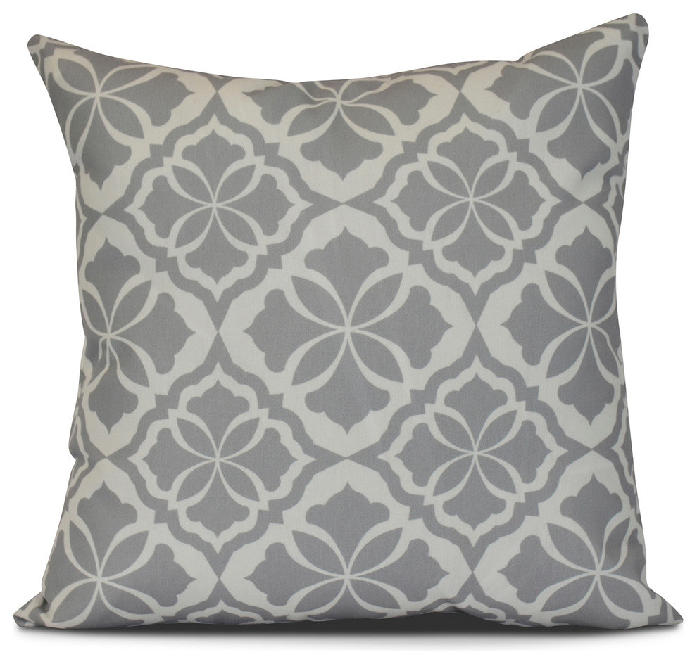 20x20", Ceylon, Geometric Print Outdoor Pillow, Gray