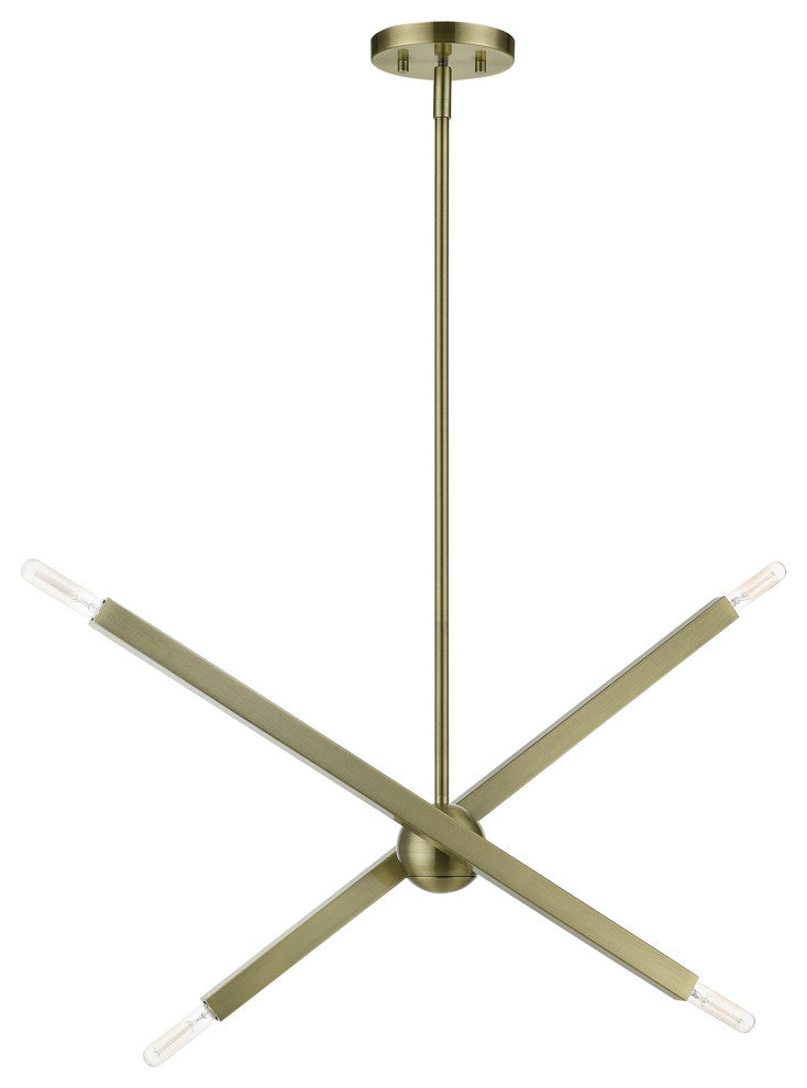Livex Lighting Monaco 4-Light Antique Brass Linear Chandelier