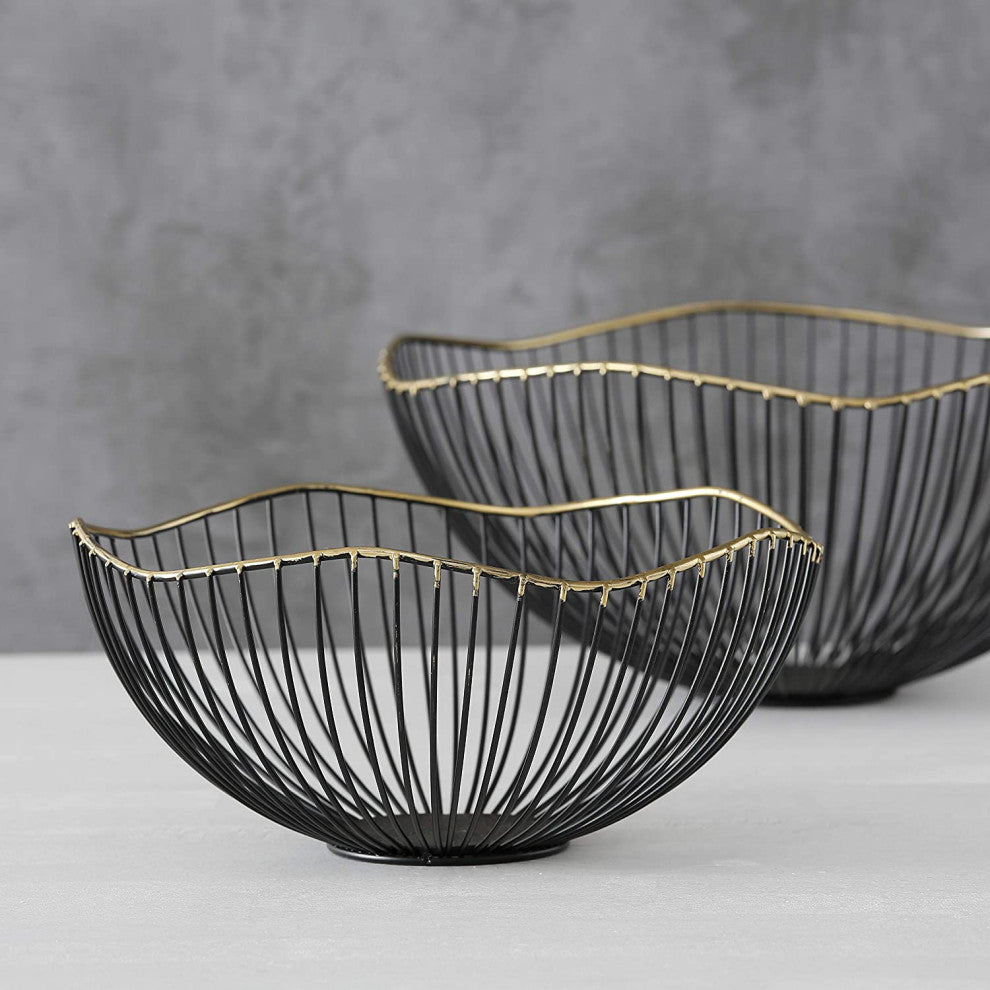 Gilt-edge Metal Petal Bowls, 11.75"