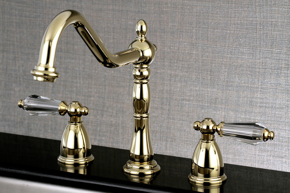 Kingston Brass Widespread Kitchen Faucet, Polished Brass
