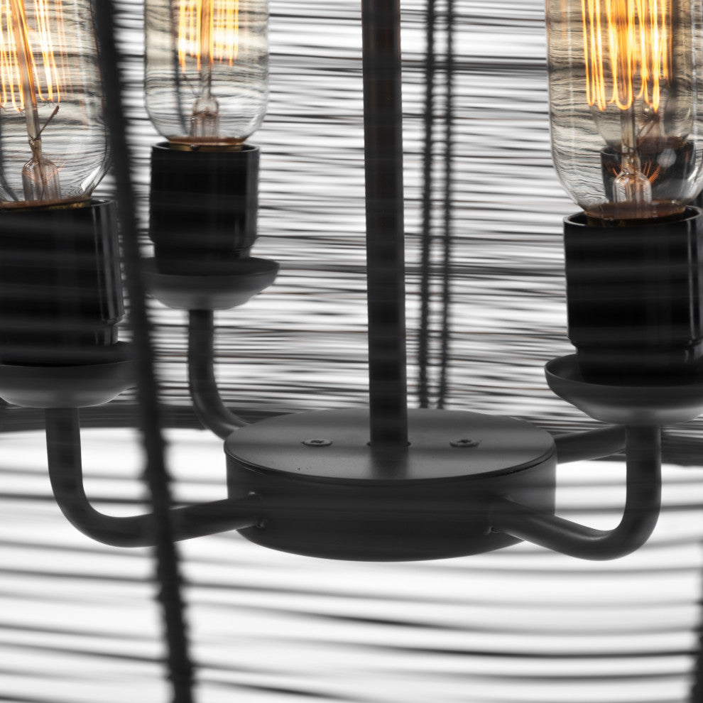 Camila Black Metal Mesh-Style Four Bulb Chandelier
