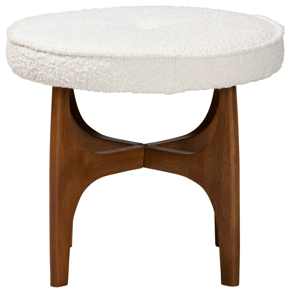 Dahlia Cream Boucle Fabric Collection, Footstool
