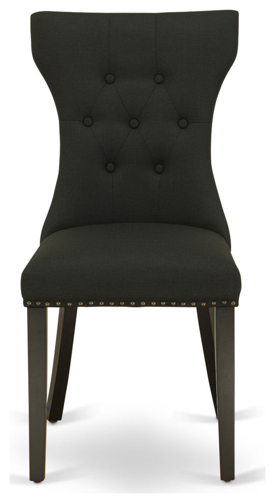 Gallatin Parson Chair With Black Leg And Black Color Fabric Color Set of 2