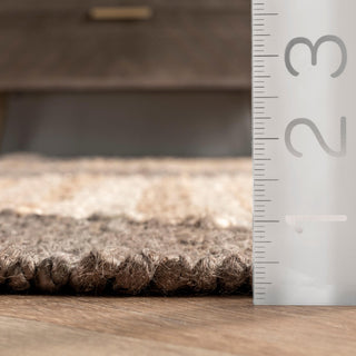 Nuloom Hand Woven Jute/Cotton Pandora Diamond Geometric Area Rug, Grey 5'x8'