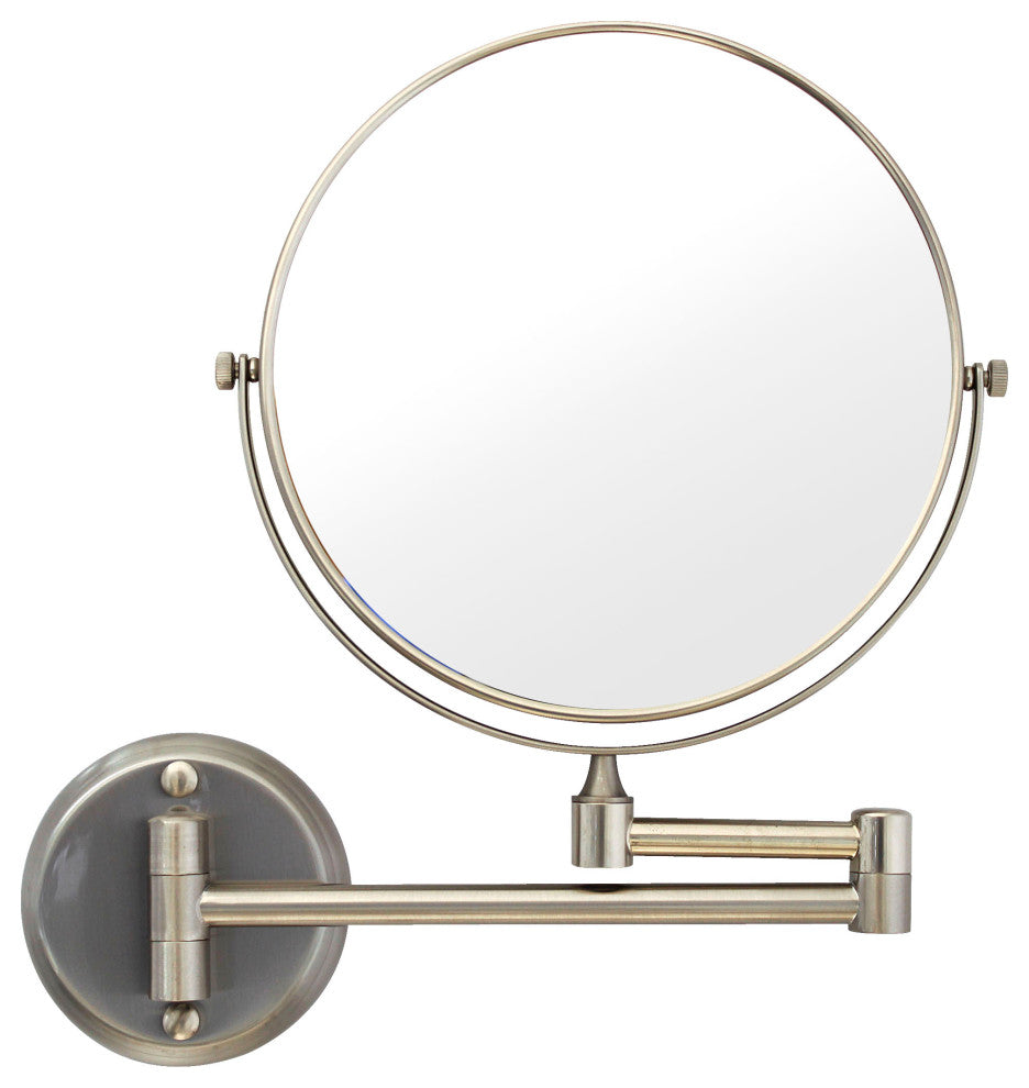 MODONA's Wall Mounted 8" Double Sided Mirror 1X-3X -, Satin Nickel