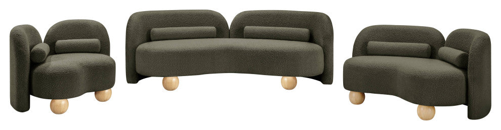 Daphne Upholstered Chair/Loveseat/Sofa, Olive, Boucle Fabric, Chair