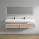Alysa 84'' Floating Vanity, Acrylic Sink, Double Faucet Hole, Light White Oak