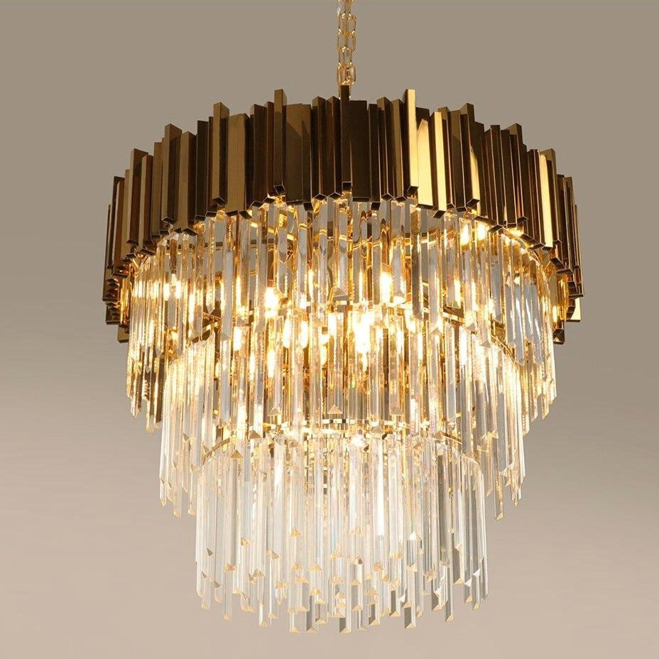 Gio Gold Collection 3-Tier Crystal Chandelier, Diameter 24"