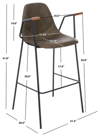 Safavieh Tanner Mid Century Barstool, Olive/Black
