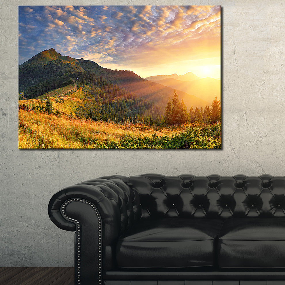 "Summer Sunrise Under Thick Clouds" Landscape Canvas Photo Print, 32"x16"