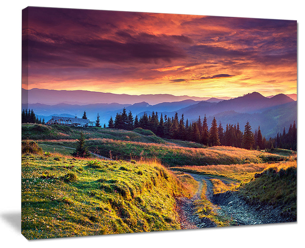 "Green Land Under Overcast Sky" Landscape Canvas Photo Print, 20"x12"